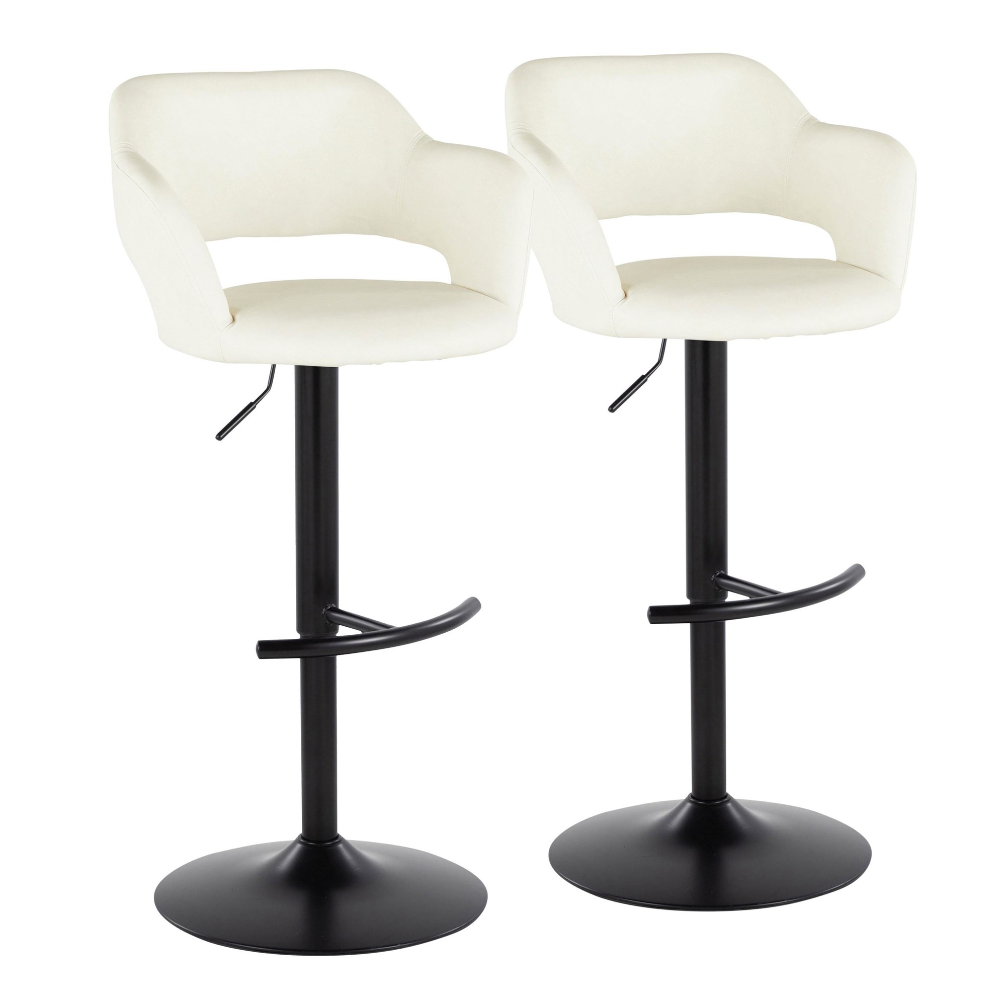 Margarite Black Metal Cream Faux Leather Contemporary Barstools (Set of 2) 5 Margarite Black Metal Cream Faux Leather Contemporary Barstools (Set of 2) - Image 5