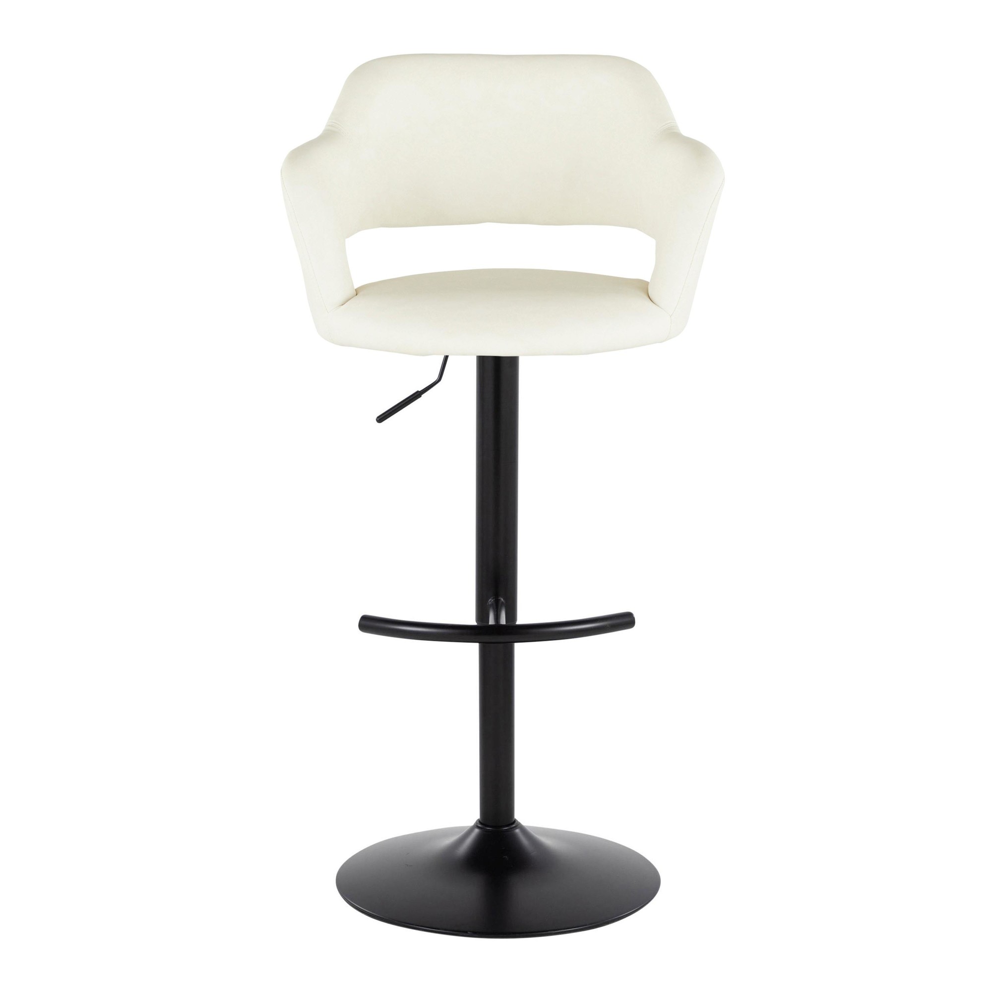 Margarite Black Metal Cream Faux Leather Contemporary Barstools (Set of 2) 10 Margarite Black Metal Cream Faux Leather Contemporary Barstools (Set of 2) - Image 10