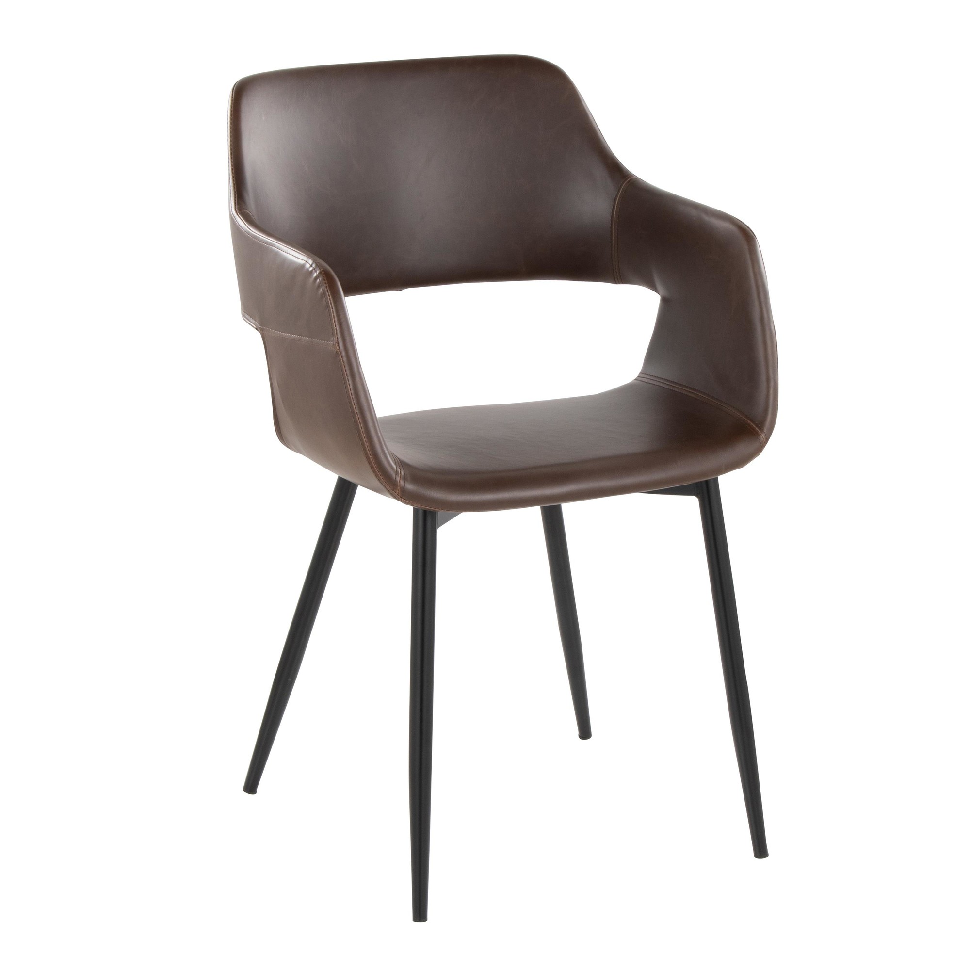 Margarite Black Metal Espresso Faux Leather Contemporary Chairs (Set of 2) 4 Margarite Black Metal Espresso Faux Leather Contemporary Chairs (Set of 2) - Image 4