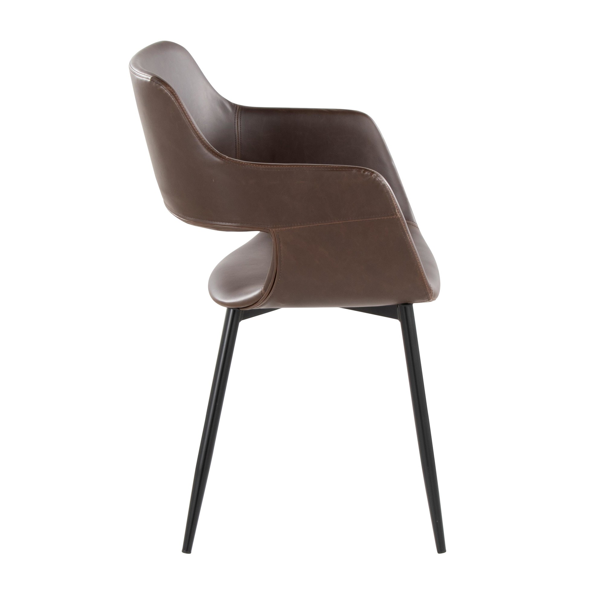 Margarite Black Metal Espresso Faux Leather Contemporary Chairs (Set of 2) 5 Margarite Black Metal Espresso Faux Leather Contemporary Chairs (Set of 2) - Image 5