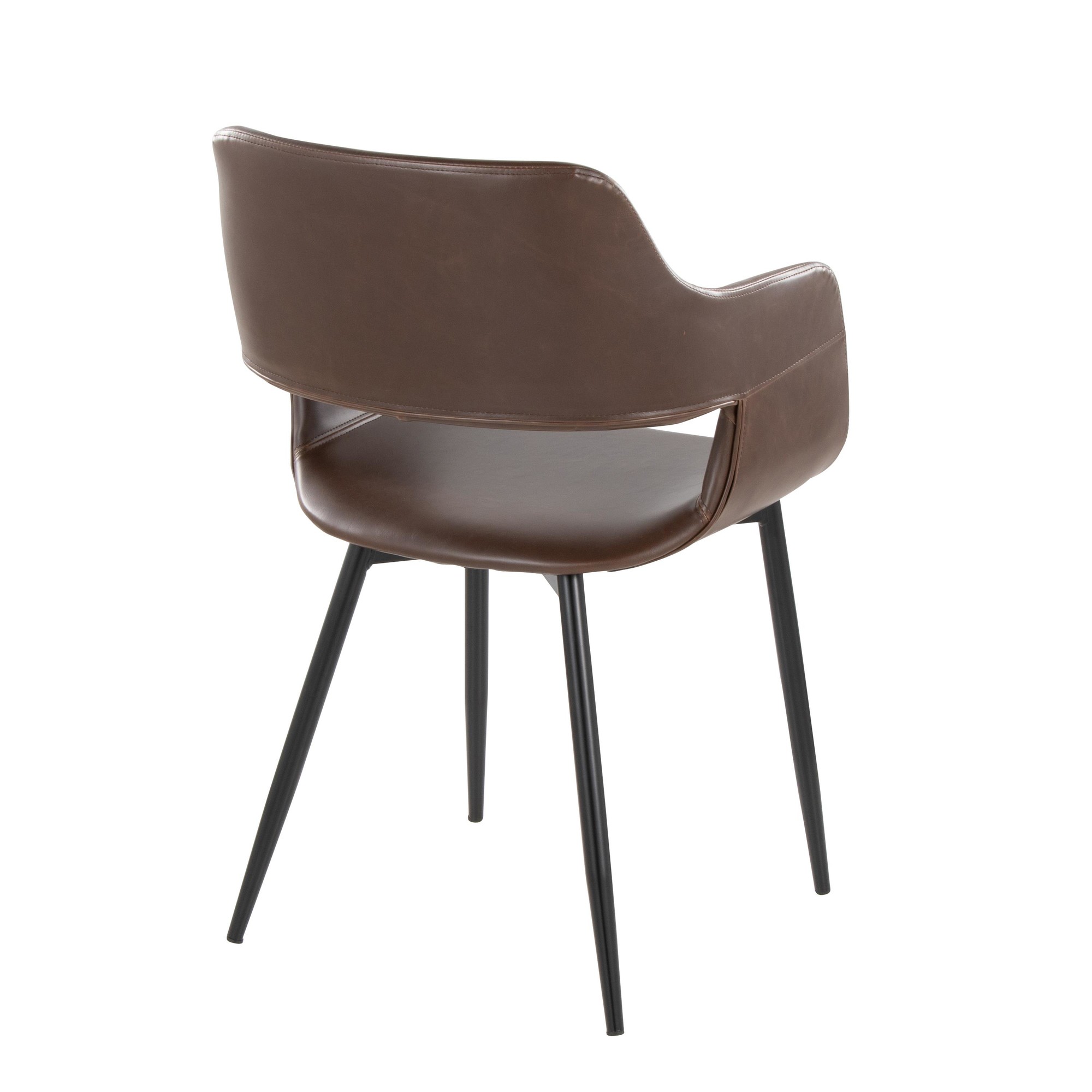 Margarite Black Metal Espresso Faux Leather Contemporary Chairs (Set of 2) 6 Margarite Black Metal Espresso Faux Leather Contemporary Chairs (Set of 2) - Image 6