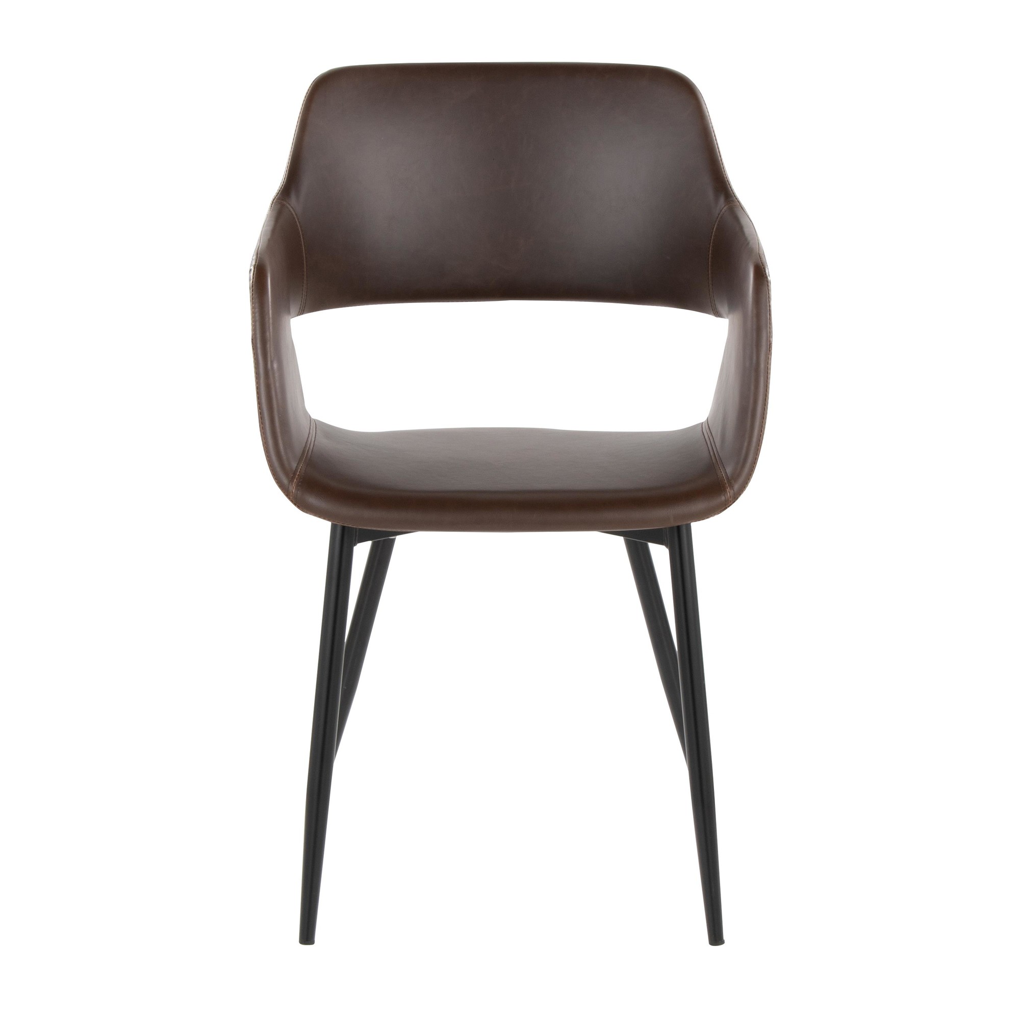 Margarite Black Metal Espresso Faux Leather Contemporary Chairs (Set of 2) 8 Margarite Black Metal Espresso Faux Leather Contemporary Chairs (Set of 2) - Image 8