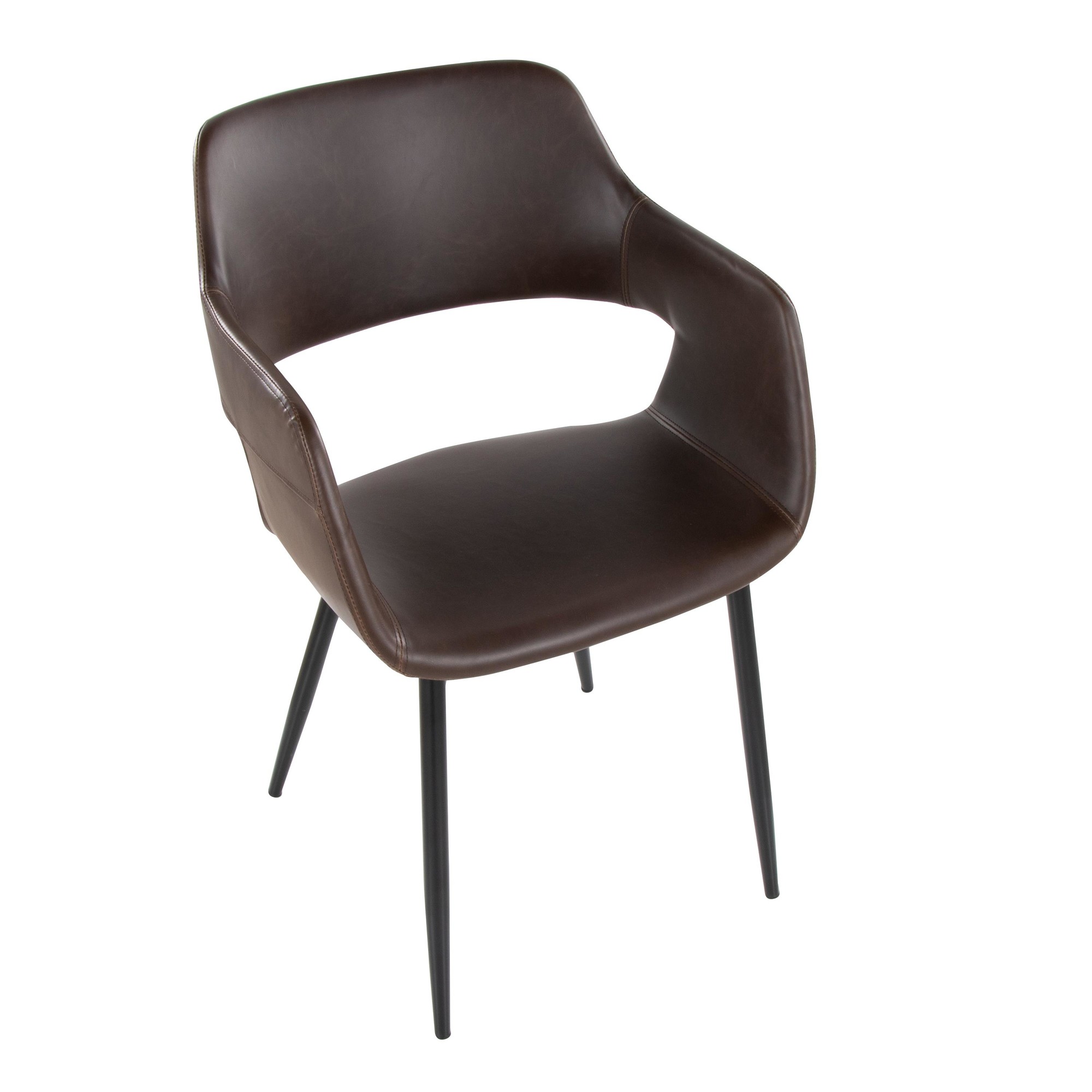 Margarite Black Metal Espresso Faux Leather Contemporary Chairs (Set of 2) 9 Margarite Black Metal Espresso Faux Leather Contemporary Chairs (Set of 2) - Image 9