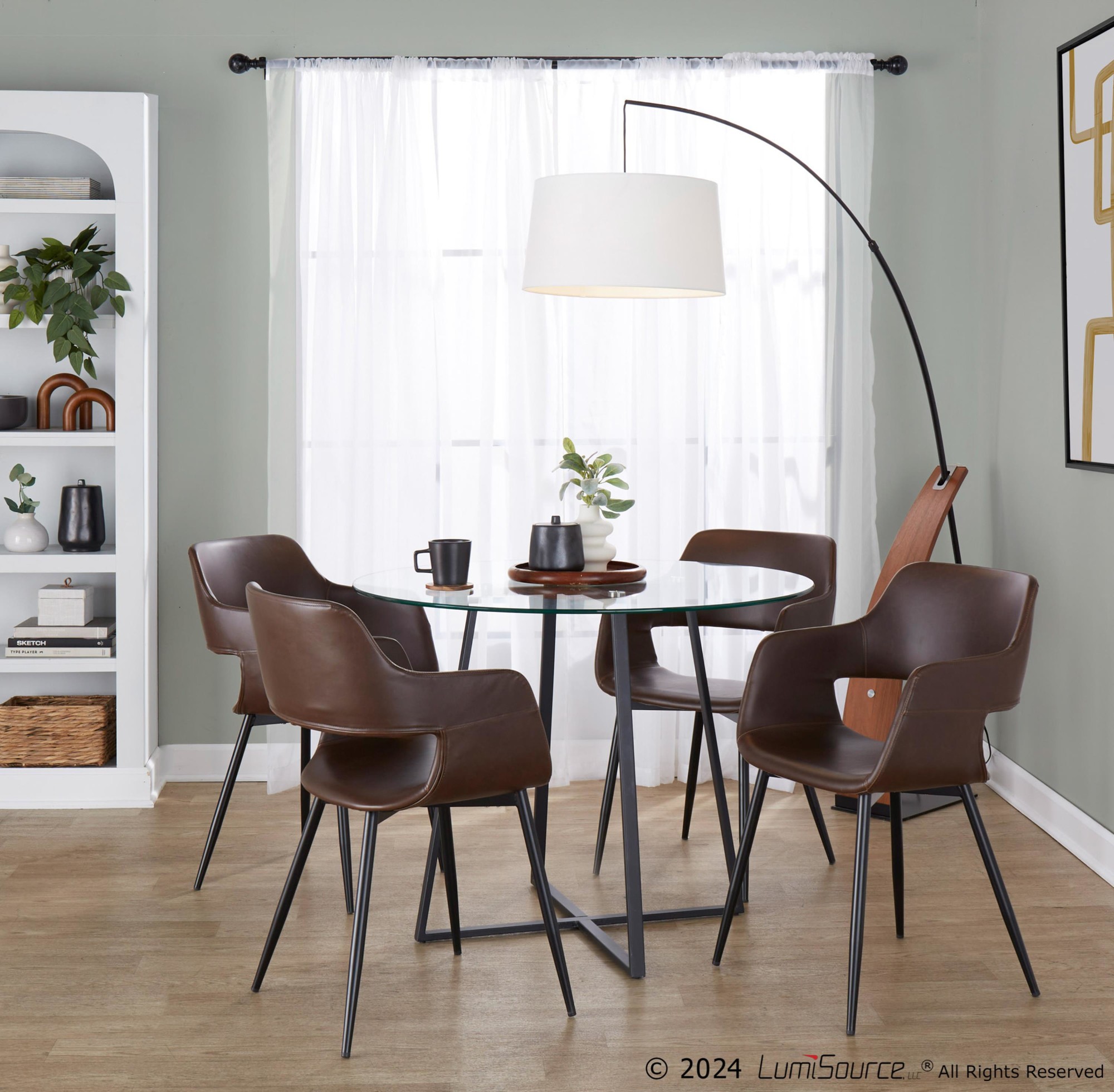 Margarite Black Metal Espresso Faux Leather Contemporary Chairs (Set of 2) 1 Margarite Black Metal Espresso Faux Leather Contemporary Chairs (Set of 2)