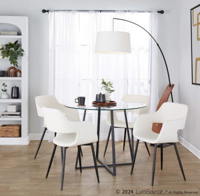 Margarite Black Metal White Faux Leather Contemporary Chairs (Set of 2)