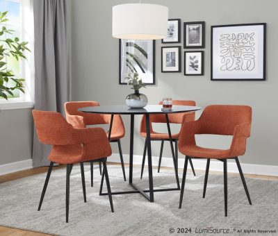 Margarite Black Metal and Orange Contemporary Accent Chairs (Set of 2)