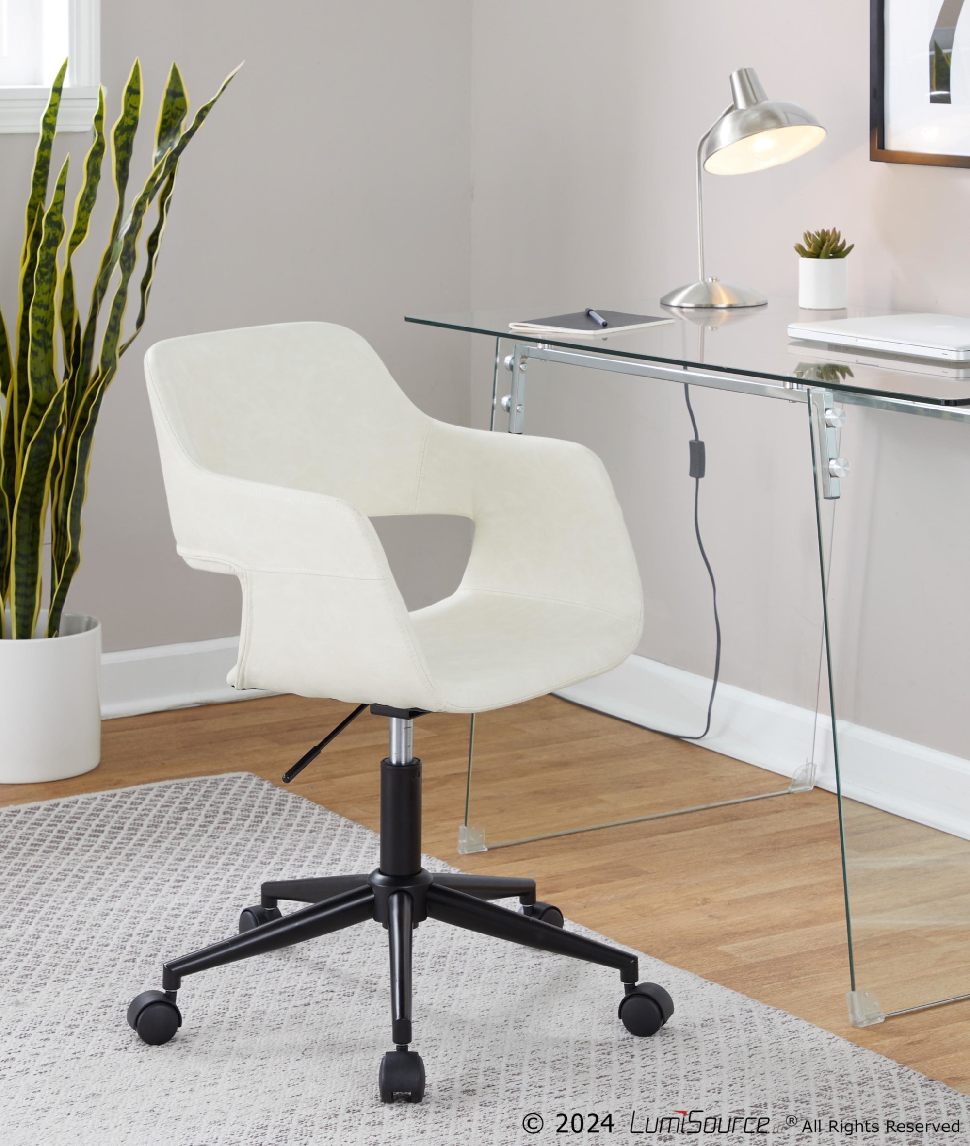 Margarite Black and Cream Contemporary Faux Leather Task Chair 2 Margarite Black and Cream Contemporary Faux Leather Task Chair - Image 2