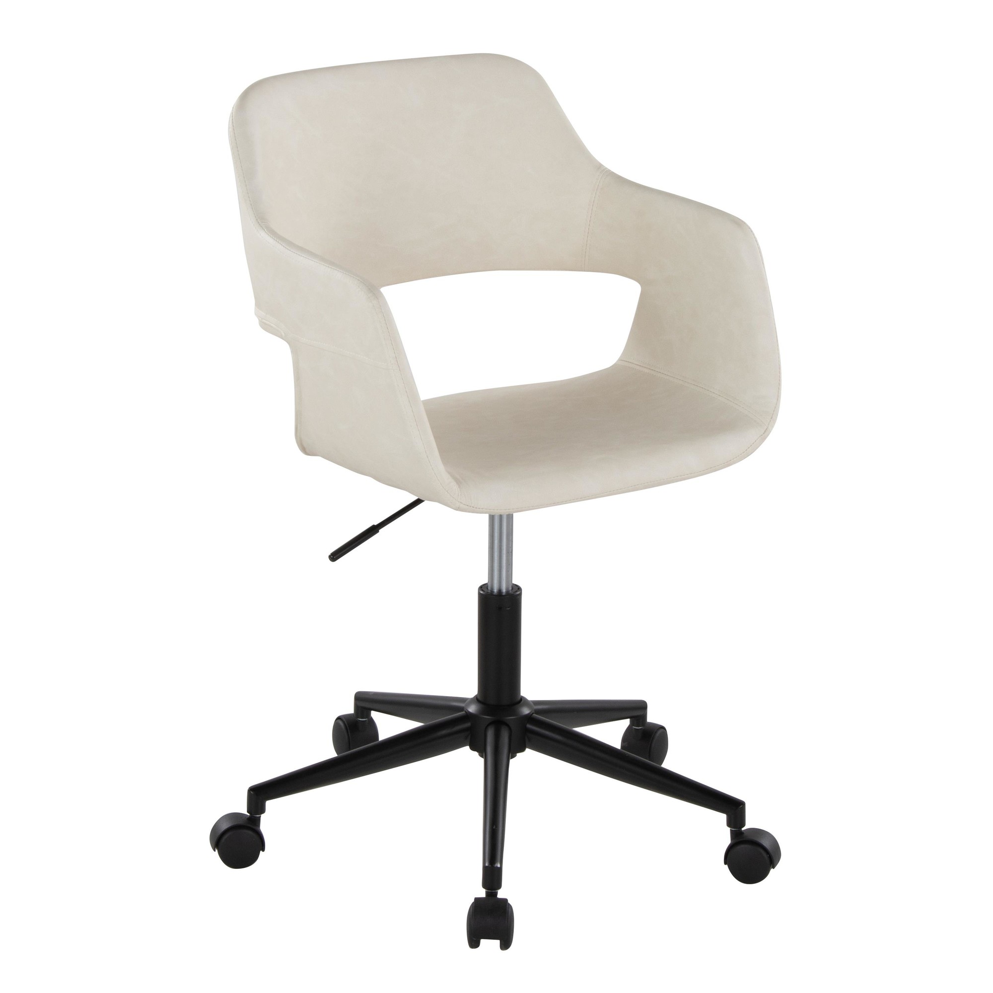 Margarite Black and Cream Contemporary Faux Leather Task Chair 5 Margarite Black and Cream Contemporary Faux Leather Task Chair - Image 5