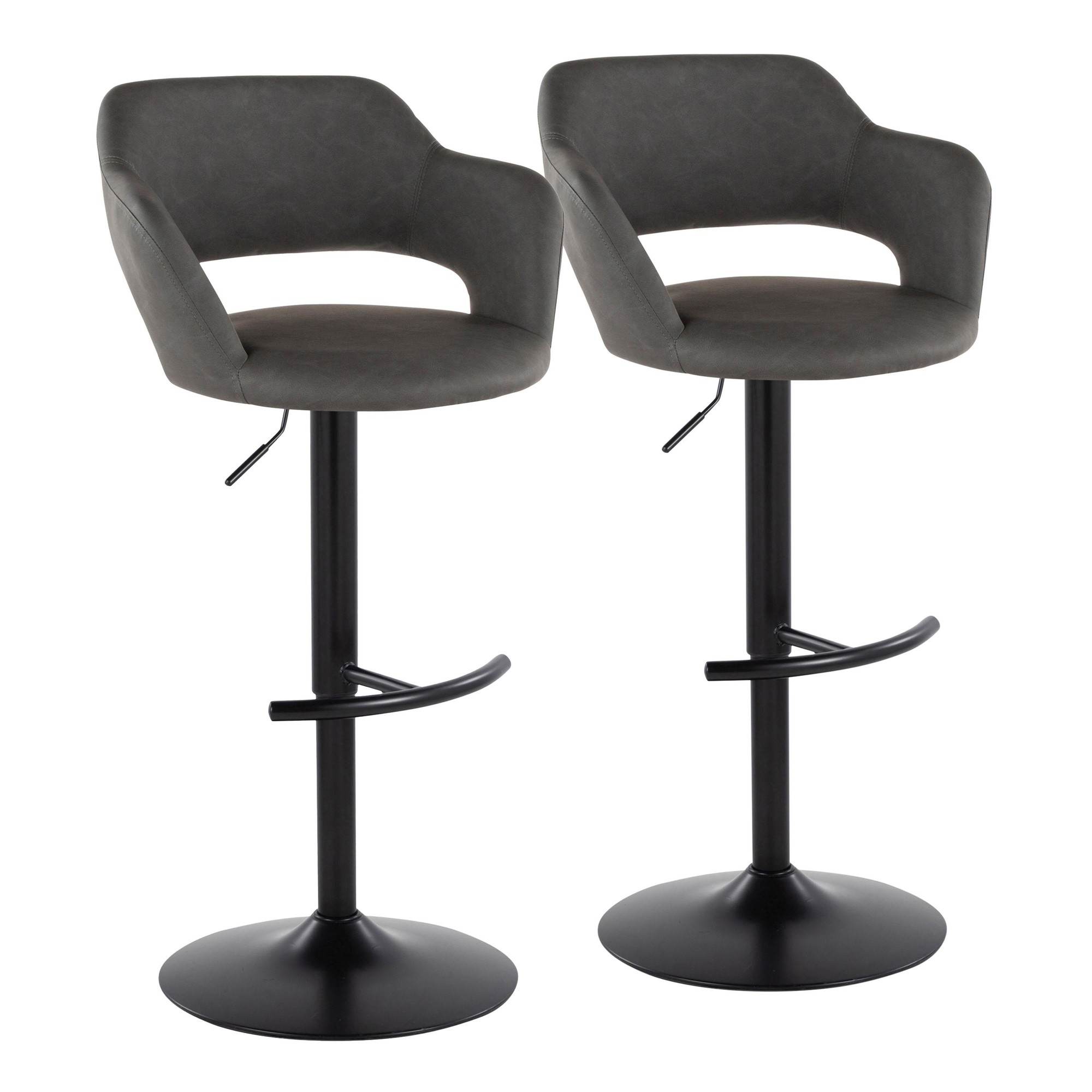 Margarite Black and Grey Contemporary Swivel Barstools (Set of 2) 5 Margarite Black and Grey Contemporary Swivel Barstools (Set of 2) - Image 5