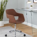 Margarite Brown Faux Leather Chrome Contemporary Task Chair 11 Margarite Brown Faux Leather Chrome Contemporary Task Chair