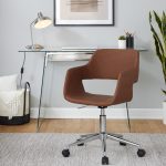 Margarite Brown Faux Leather Chrome Contemporary Task Chair 10 Margarite Brown Faux Leather Chrome Contemporary Task Chair