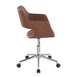 Margarite Brown Faux Leather Chrome Contemporary Task Chair 13 Margarite Brown Faux Leather Chrome Contemporary Task Chair