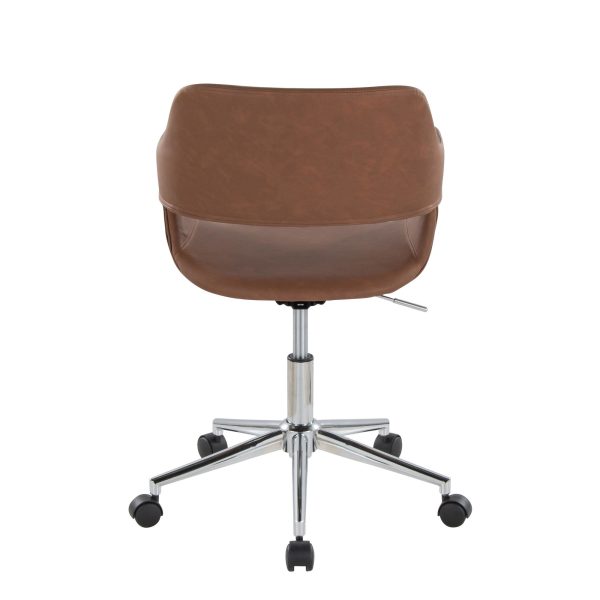 Margarite Brown Faux Leather Chrome Contemporary Task Chair 5