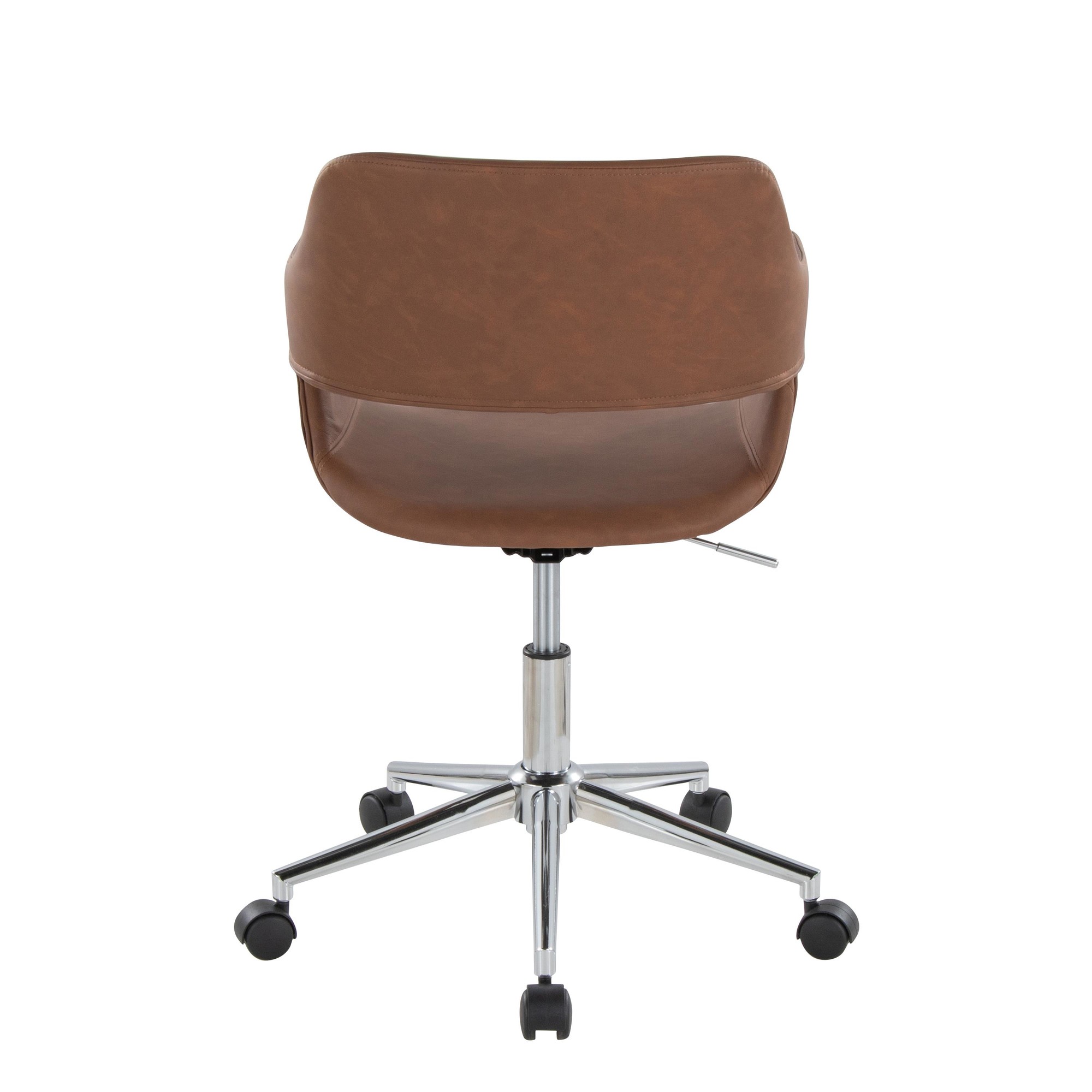 Margarite Brown Faux Leather Chrome Contemporary Task Chair 6 Margarite Brown Faux Leather Chrome Contemporary Task Chair - Image 6