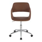 Margarite Brown Faux Leather Chrome Contemporary Task Chair 16 Margarite Brown Faux Leather Chrome Contemporary Task Chair
