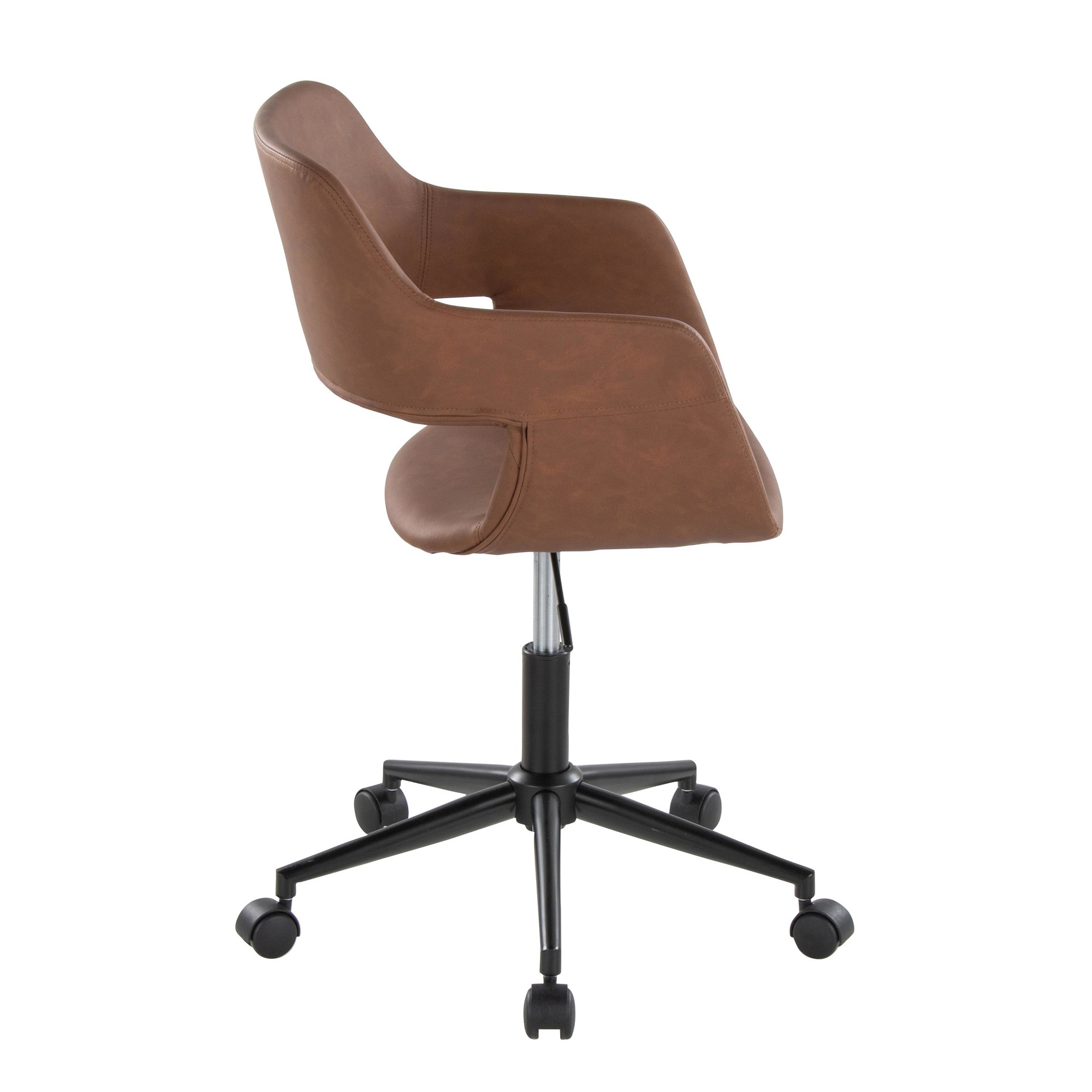 Margarite Brown Faux Leather Contemporary Adjustable Task Chair 4 Margarite Brown Faux Leather Contemporary Adjustable Task Chair - Image 4