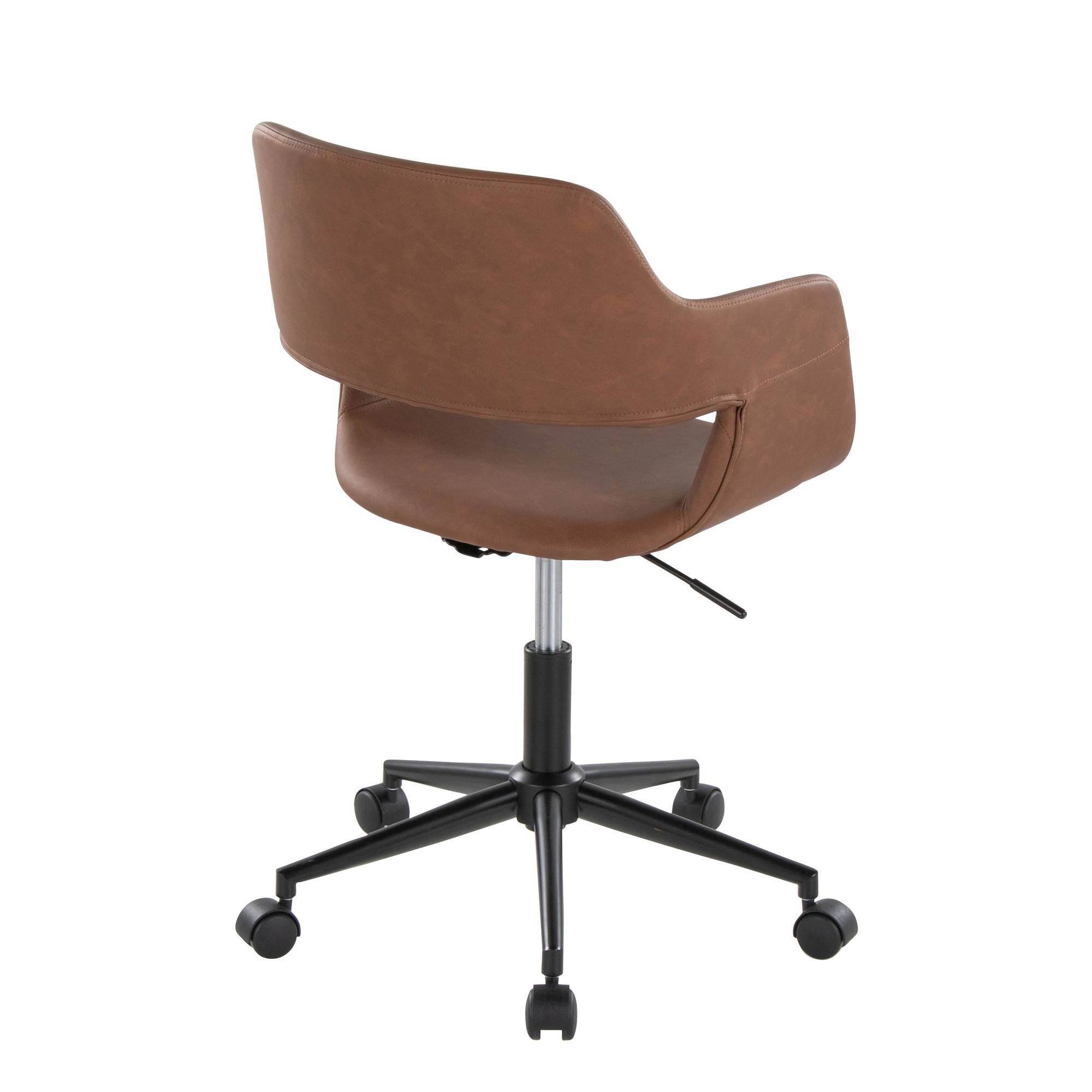 Margarite Brown Faux Leather Contemporary Adjustable Task Chair 5 Margarite Brown Faux Leather Contemporary Adjustable Task Chair - Image 5