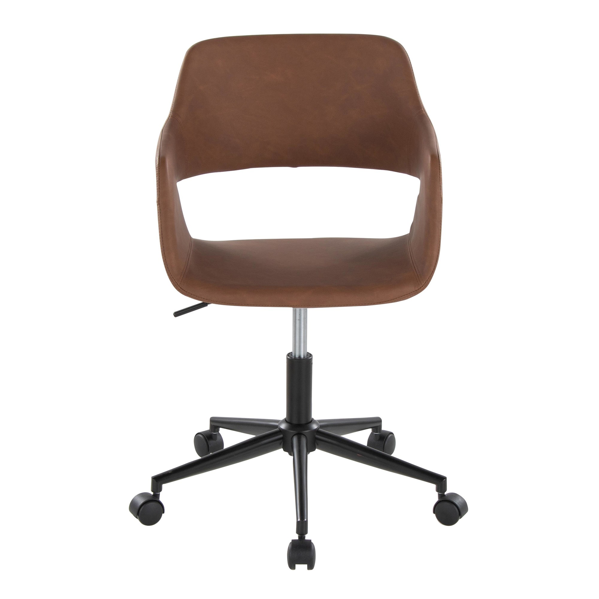 Margarite Brown Faux Leather Contemporary Adjustable Task Chair 7 Margarite Brown Faux Leather Contemporary Adjustable Task Chair - Image 7