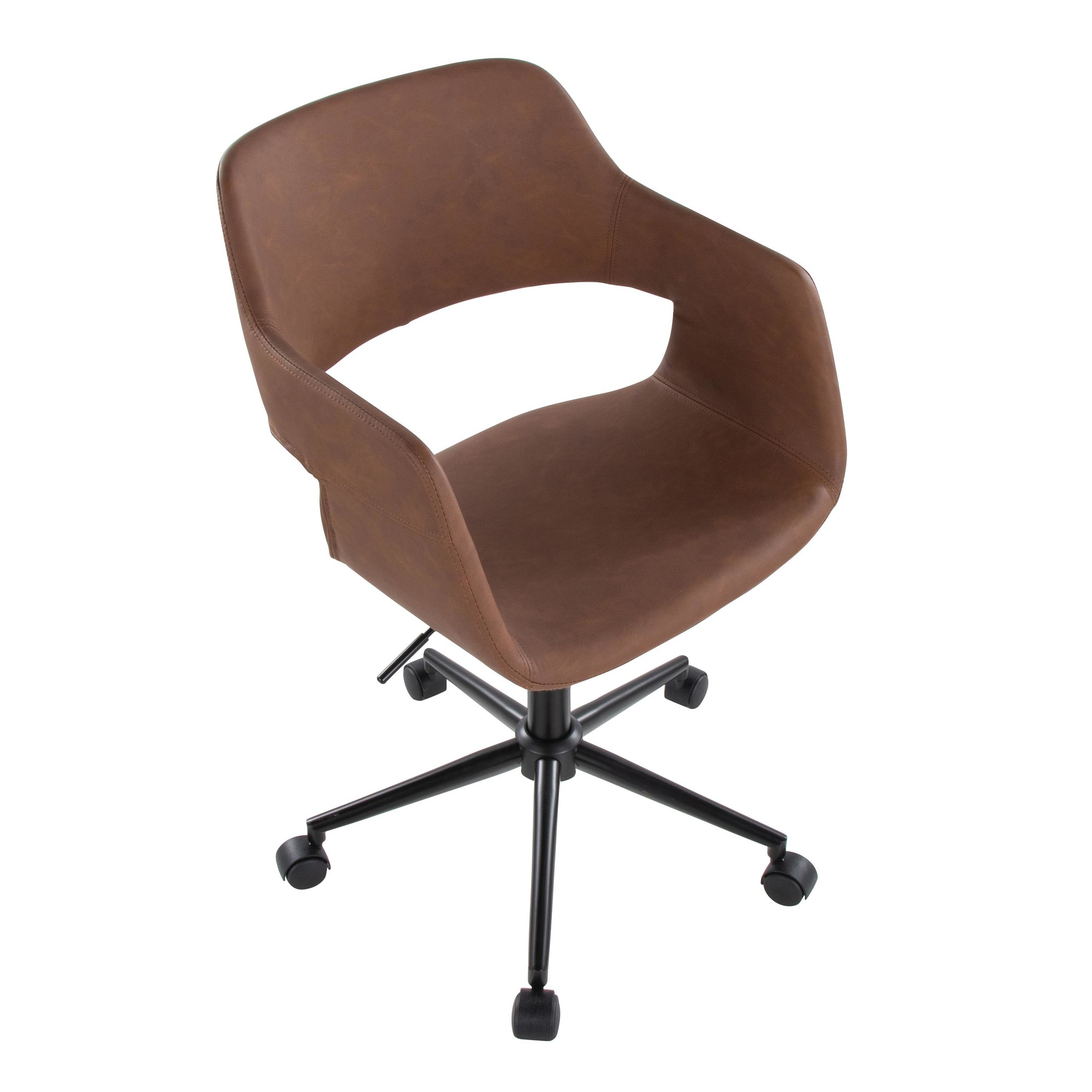 Margarite Brown Faux Leather Contemporary Adjustable Task Chair 8 Margarite Brown Faux Leather Contemporary Adjustable Task Chair - Image 8