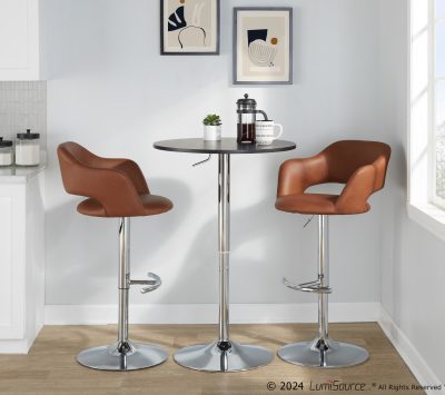 Margarite Brown Faux Leather Contemporary Swivel Barstools (Set of 2)