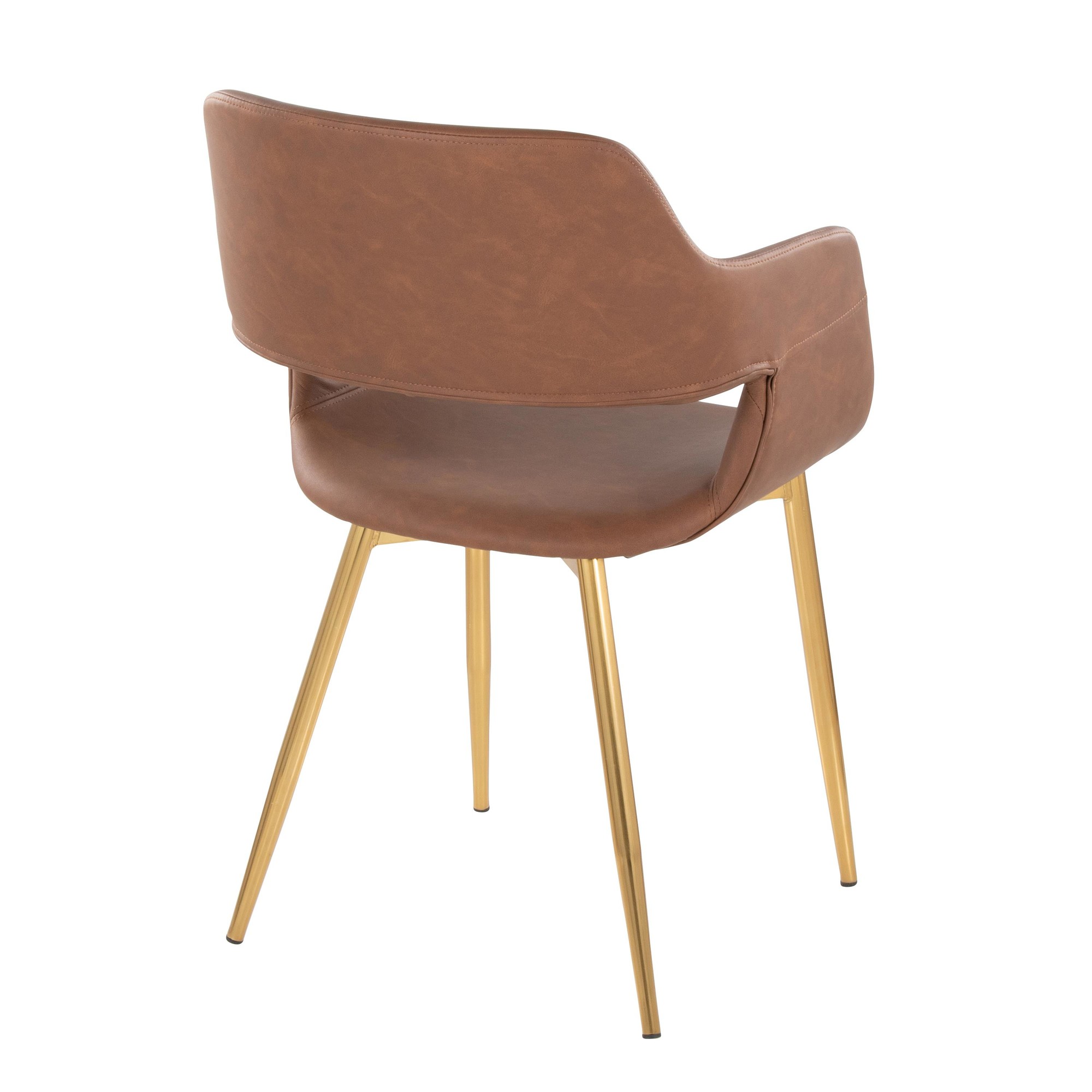 Margarite Brown Faux Leather Gold Contemporary Dining Chairs (Set of 2) 5 Margarite Brown Faux Leather Gold Contemporary Dining Chairs (Set of 2) - Image 5
