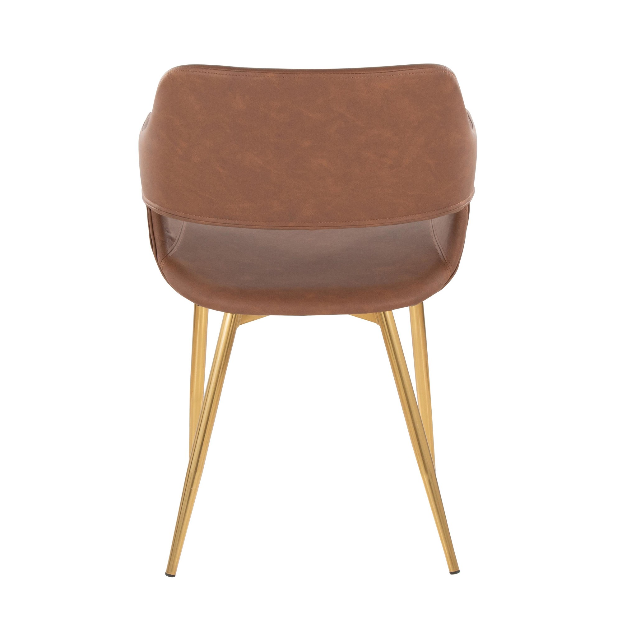 Margarite Brown Faux Leather Gold Contemporary Dining Chairs (Set of 2) 6 Margarite Brown Faux Leather Gold Contemporary Dining Chairs (Set of 2) - Image 6