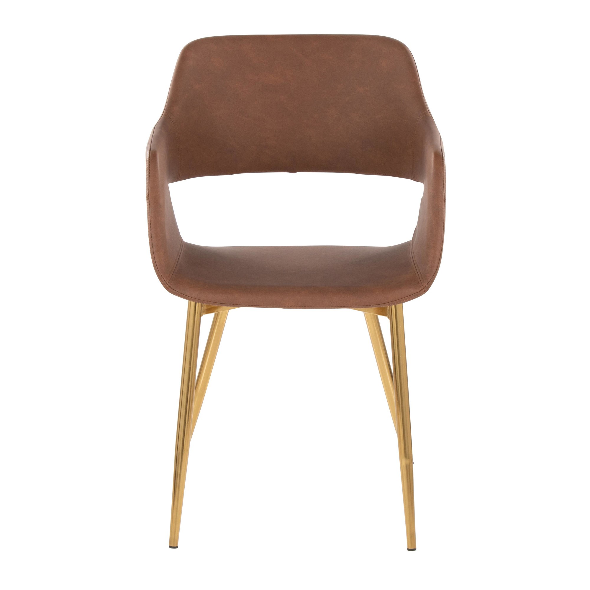 Margarite Brown Faux Leather Gold Contemporary Dining Chairs (Set of 2) 7 Margarite Brown Faux Leather Gold Contemporary Dining Chairs (Set of 2) - Image 7