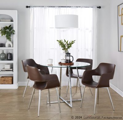 Margarite Chrome and Espresso Contemporary Dining Chairs (Set of 2)