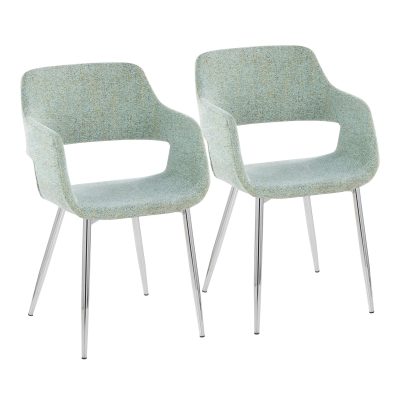 Margarite Chrome and Light Green Contemporary Dining Chairs (Set of 2)