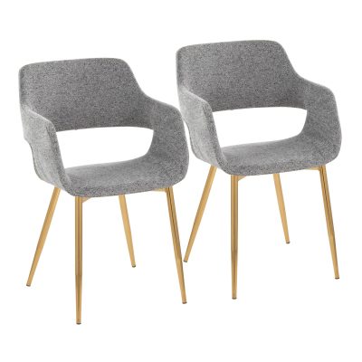 Margarite Contemporary Accent Chairs in Grey and Gold (Set of 2) (Set of 2)