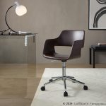 Margarite Contemporary Adjustable Task Chair in Chrome Metal and Espresso Faux Leather by LumiSource 9 Margarite Contemporary Adjustable Task Chair in Chrome Metal and Espresso Faux Leather by LumiSource