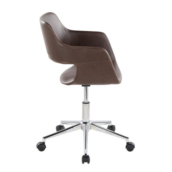 Margarite Contemporary Adjustable Task Chair in Chrome Metal and Espresso Faux Leather by LumiSource 2