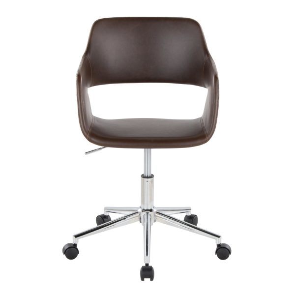 Margarite Contemporary Adjustable Task Chair in Chrome Metal and Espresso Faux Leather by LumiSource 5