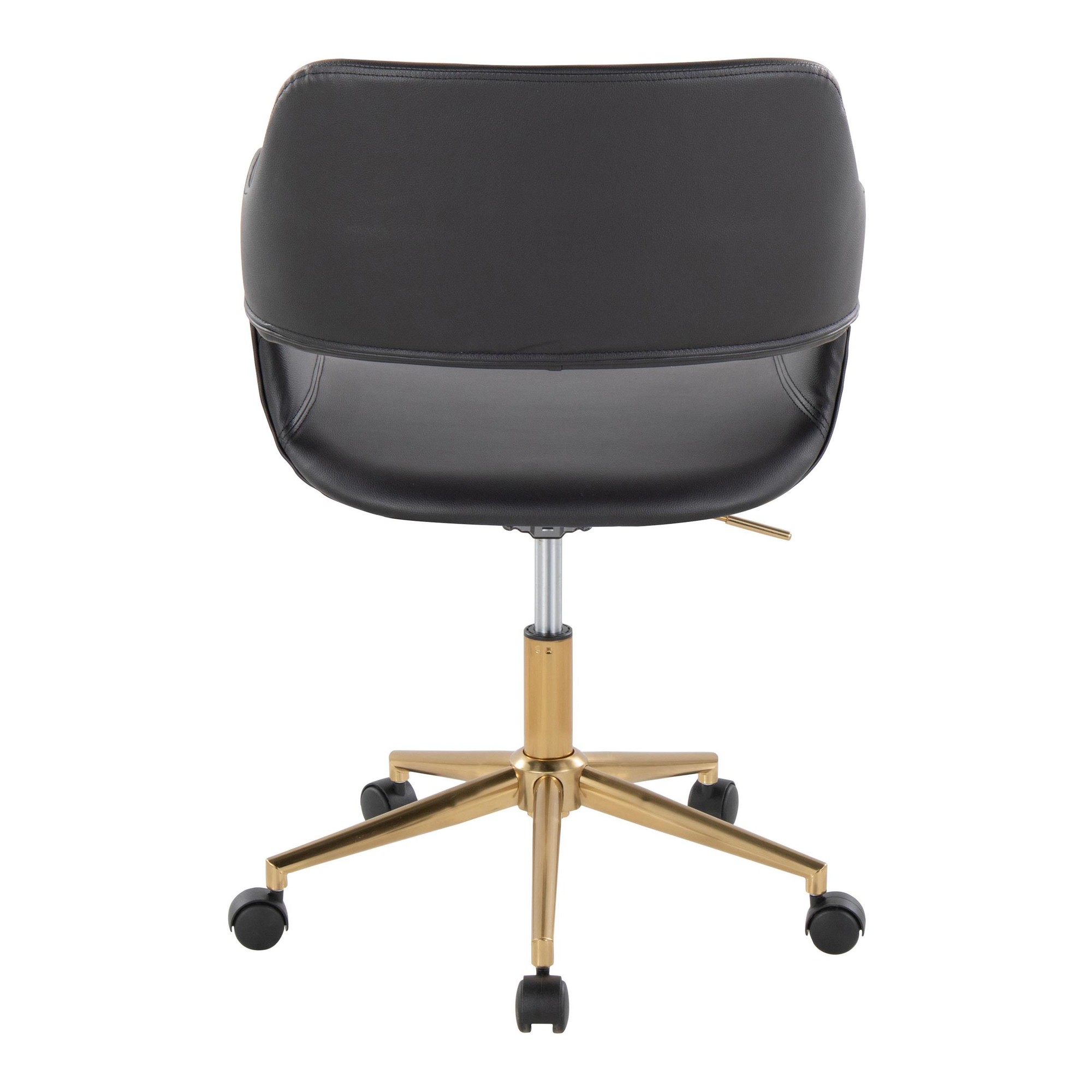 Margarite Contemporary Black Faux Leather Gold Office Chair 6 Margarite Contemporary Black Faux Leather Gold Office Chair - Image 6