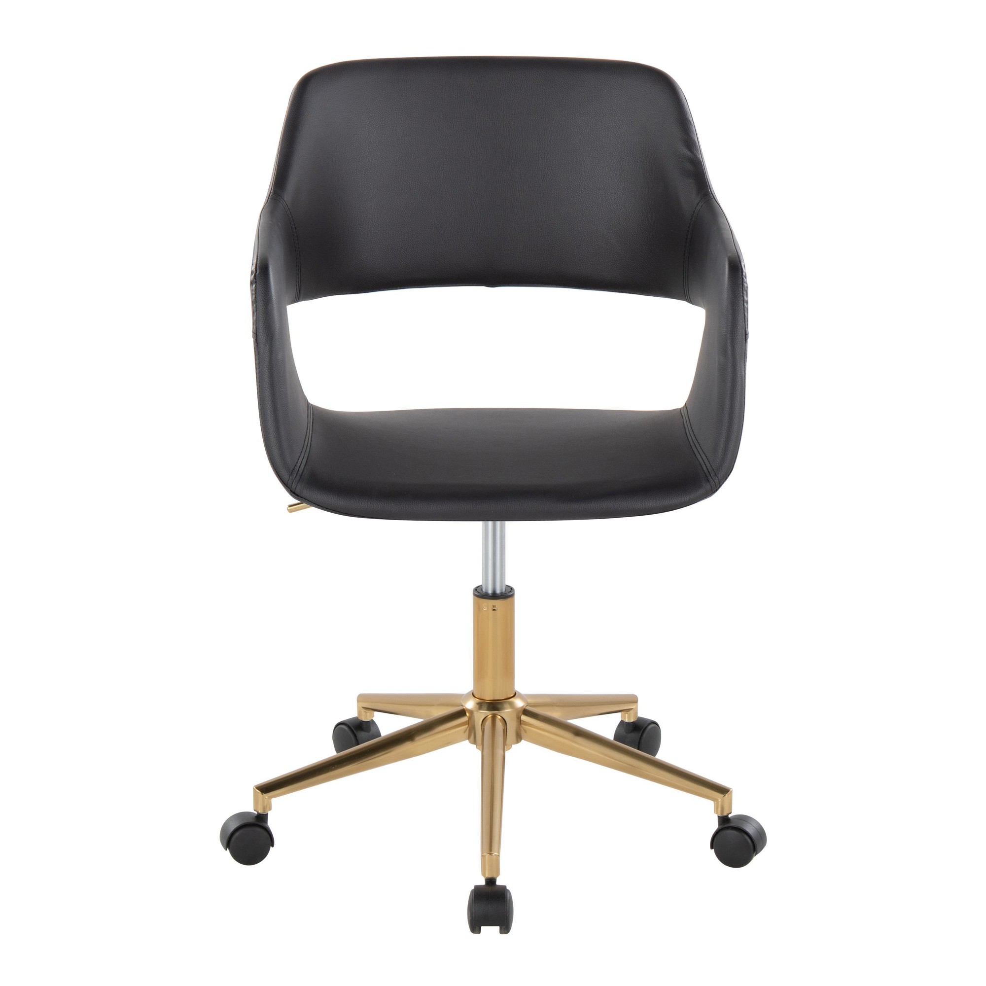 Margarite Contemporary Black Faux Leather Gold Office Chair 7 Margarite Contemporary Black Faux Leather Gold Office Chair - Image 7