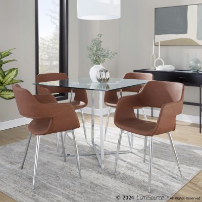 Margarite Contemporary Brown Faux Leather Accent Chairs (Set of 2)