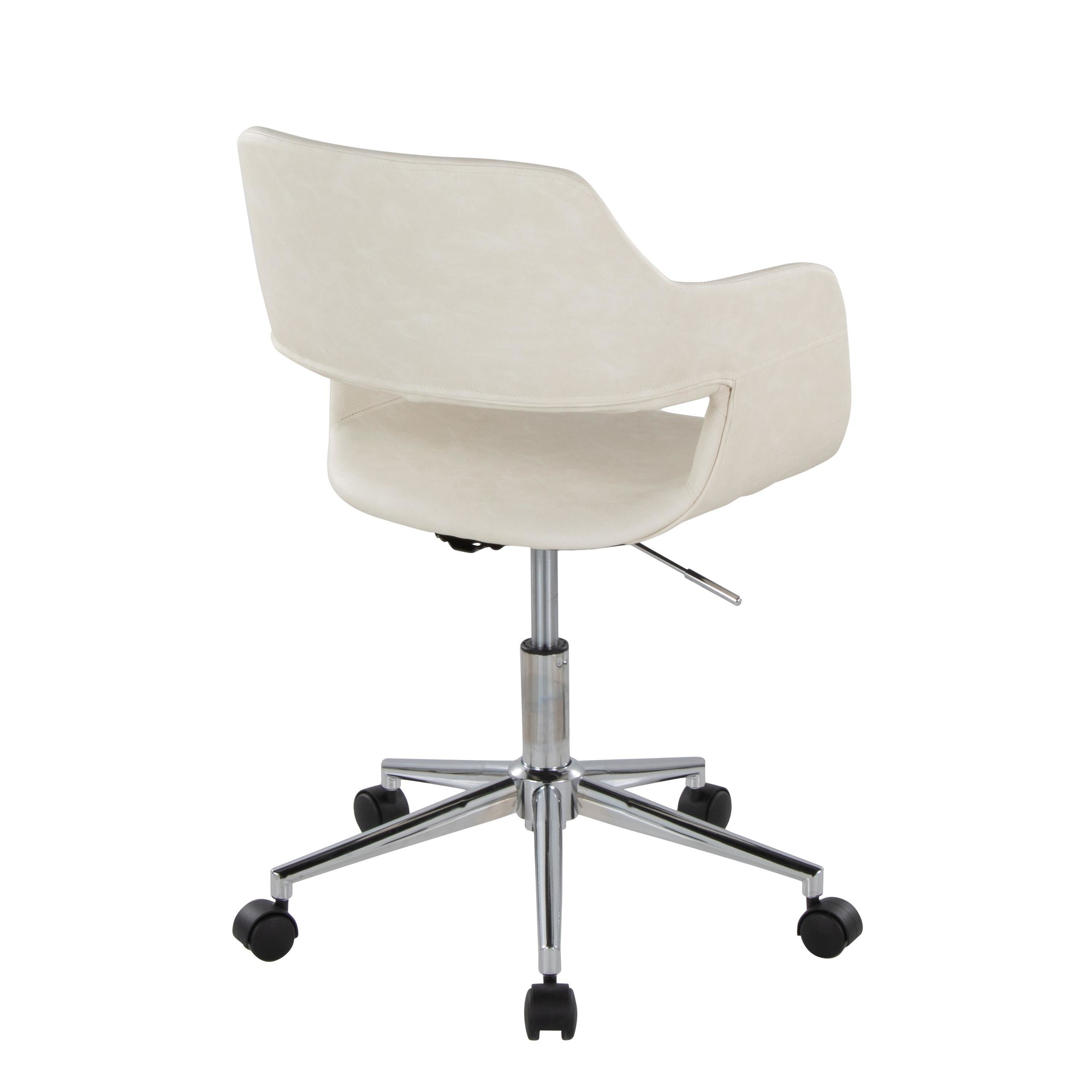 Margarite Contemporary Cream Faux Leather Chrome Task Chair 5 Margarite Contemporary Cream Faux Leather Chrome Task Chair - Image 5