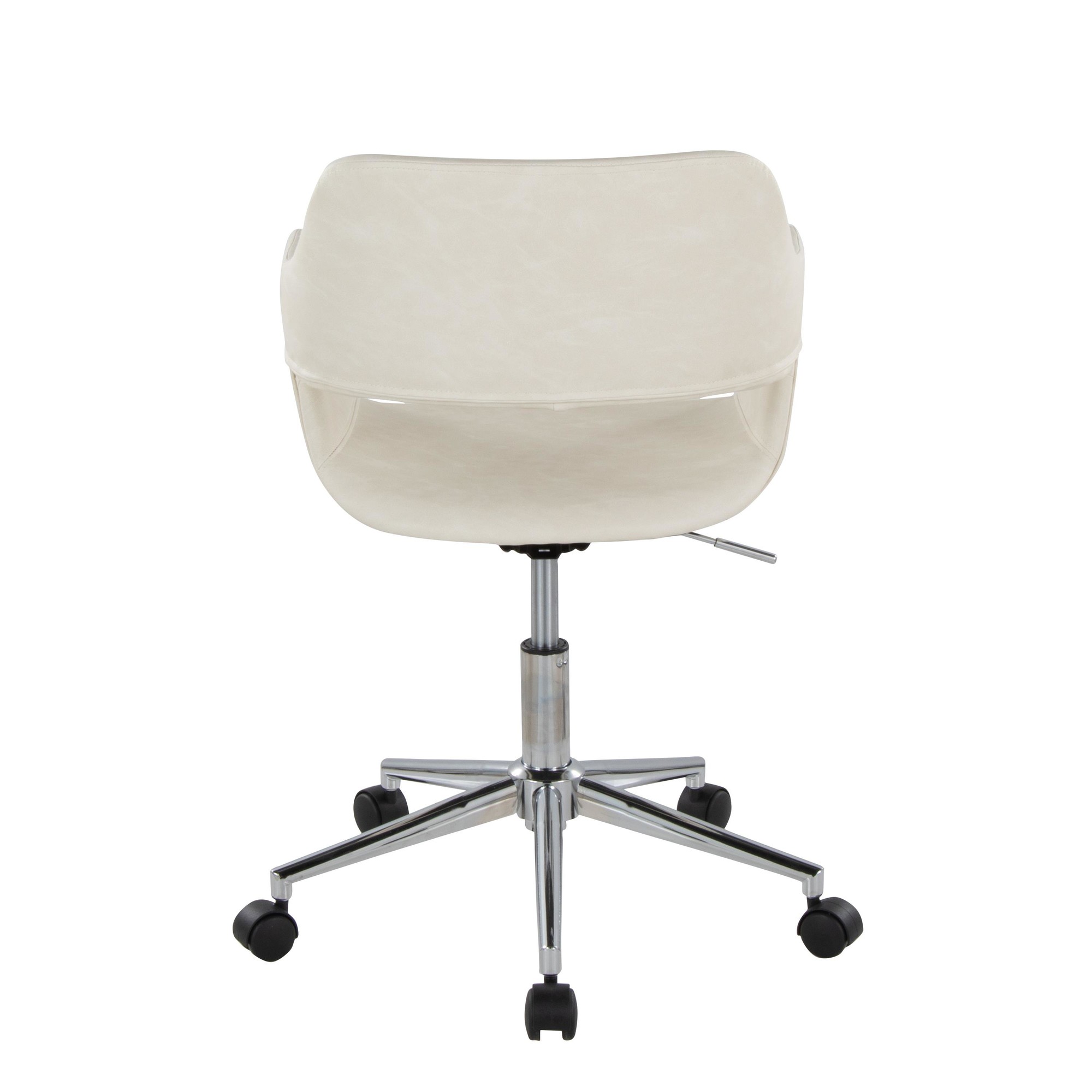 Margarite Contemporary Cream Faux Leather Chrome Task Chair 6 Margarite Contemporary Cream Faux Leather Chrome Task Chair - Image 6
