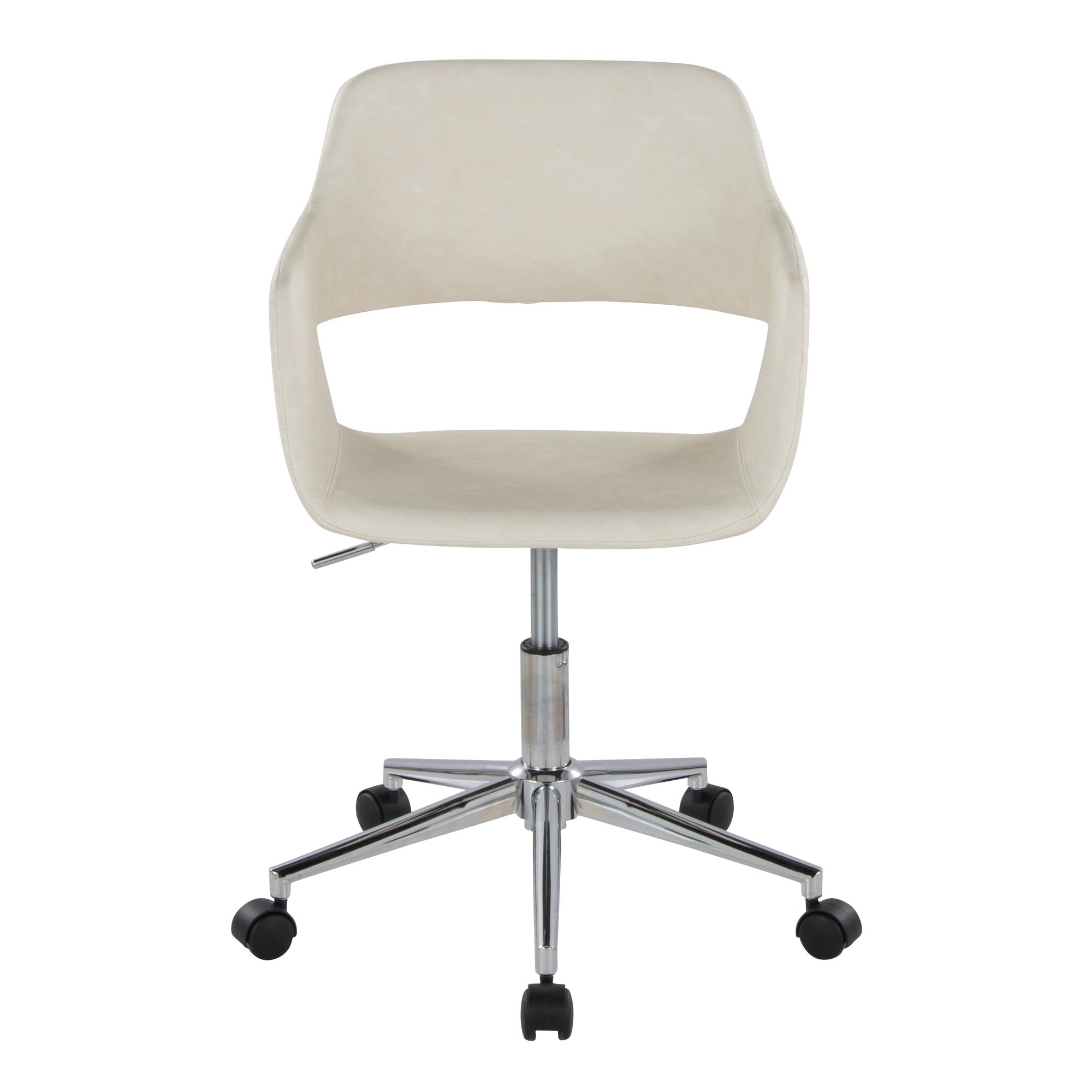 Margarite Contemporary Cream Faux Leather Chrome Task Chair 7 Margarite Contemporary Cream Faux Leather Chrome Task Chair - Image 7