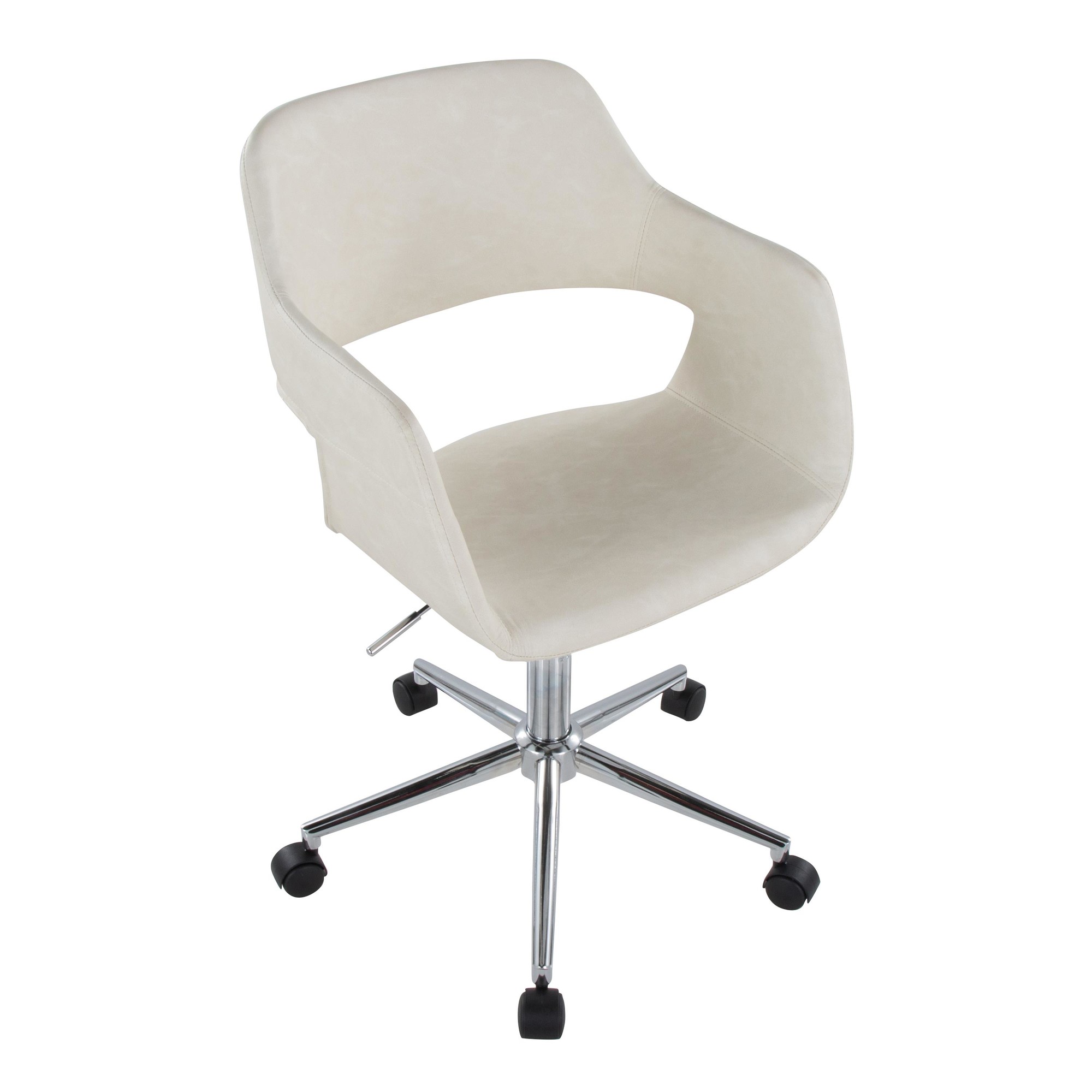 Margarite Contemporary Cream Faux Leather Chrome Task Chair 8 Margarite Contemporary Cream Faux Leather Chrome Task Chair - Image 8