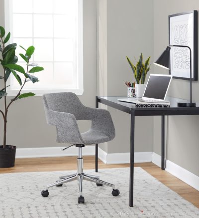 Margarite Contemporary Grey Fabric Chrome Adjustable Task Chair