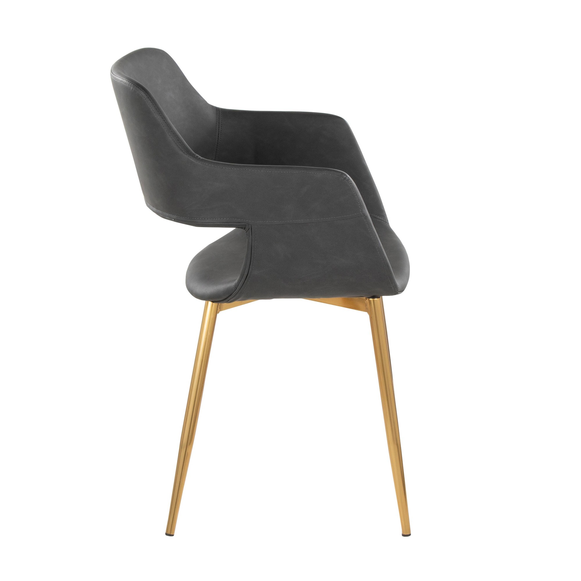 Margarite Contemporary Grey Faux Leather Chairs with Gold Legs (Set of 2) (Set of 2) 4 Margarite Contemporary Grey Faux Leather Chairs with Gold Legs (Set of 2) (Set of 2) - Image 4