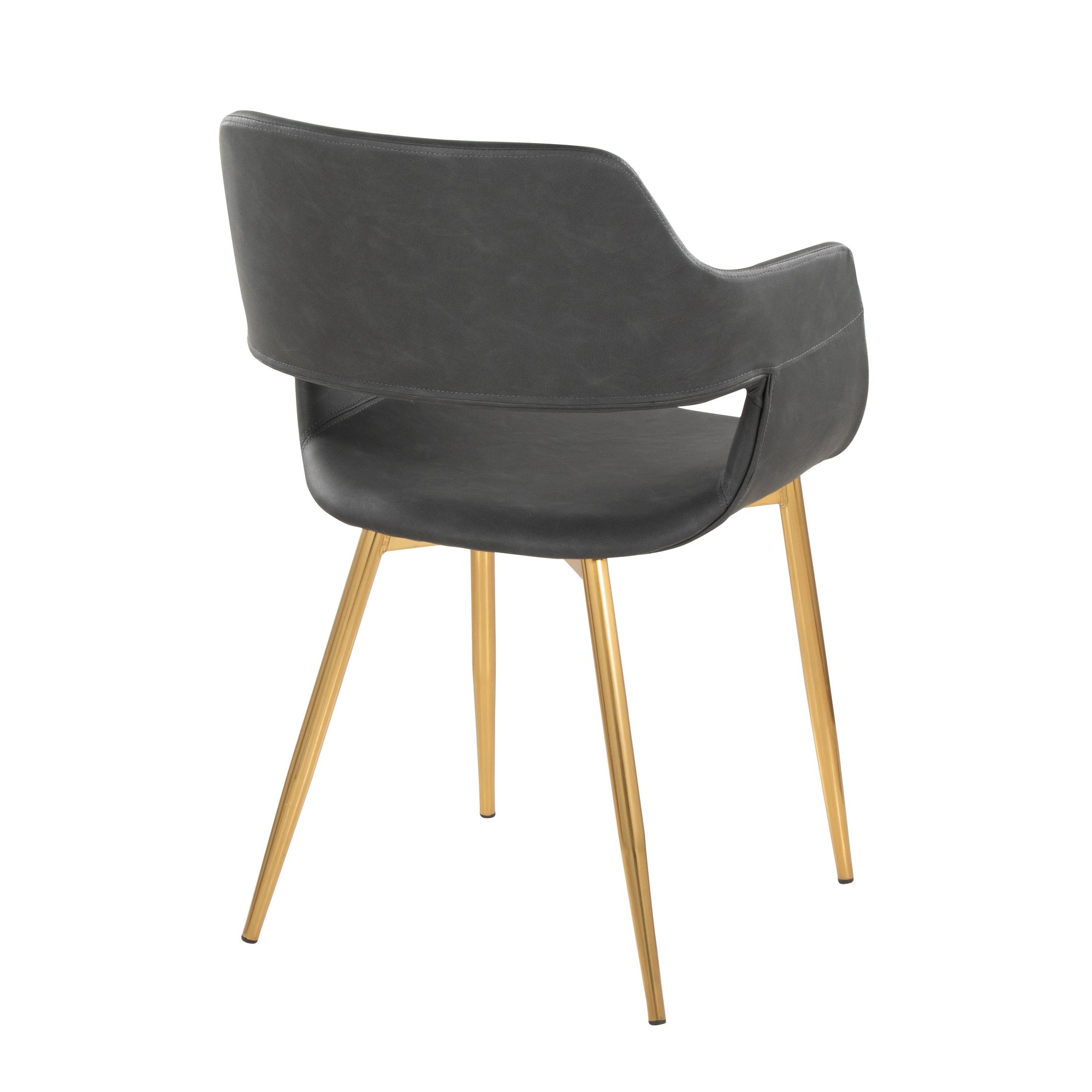 Margarite Contemporary Grey Faux Leather Chairs with Gold Legs (Set of 2) (Set of 2) 5 Margarite Contemporary Grey Faux Leather Chairs with Gold Legs (Set of 2) (Set of 2) - Image 5