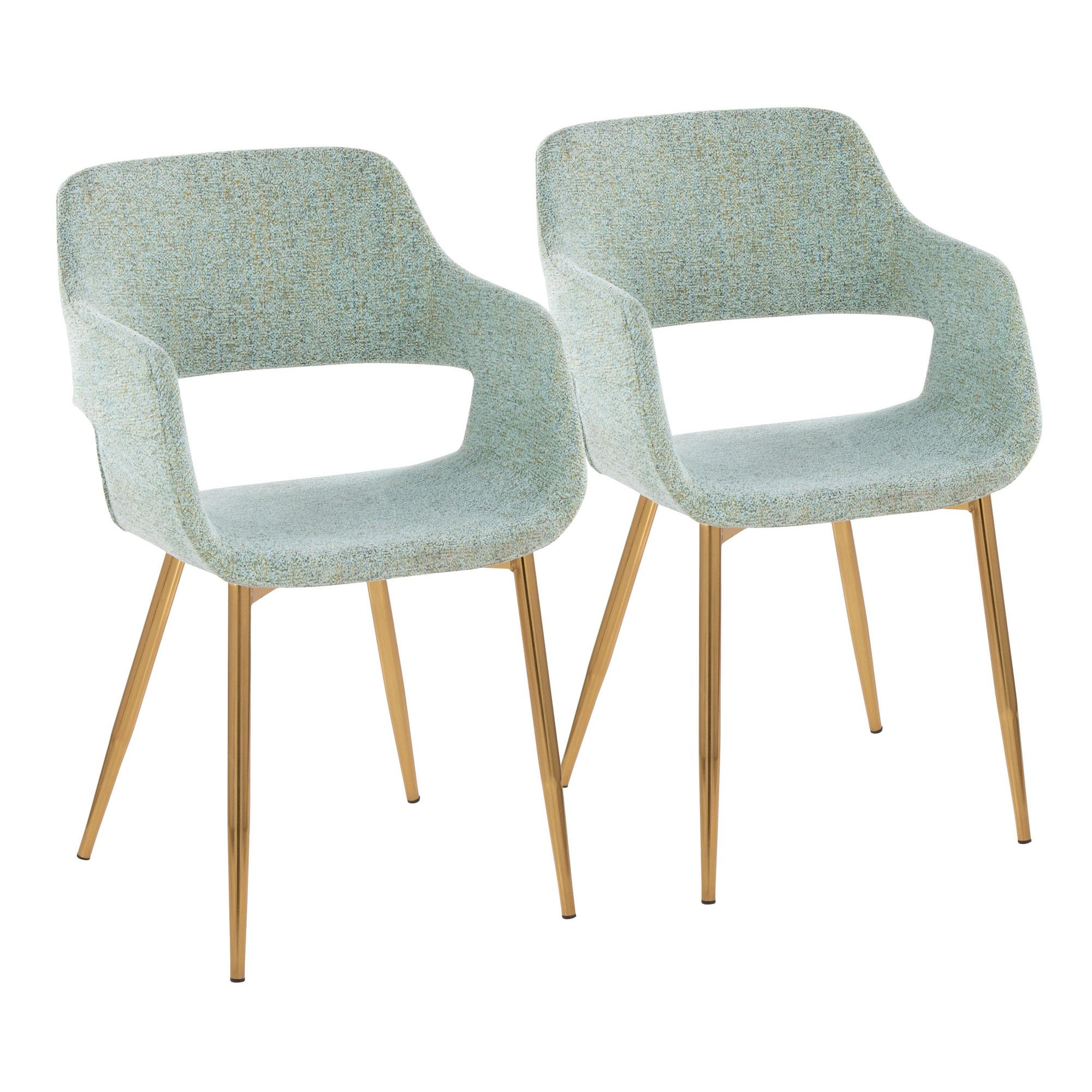 Margarite Contemporary Light Green Dining Accent Chairs Gold (Set of 2) 3 Margarite Contemporary Light Green Dining Accent Chairs Gold (Set of 2) - Image 3