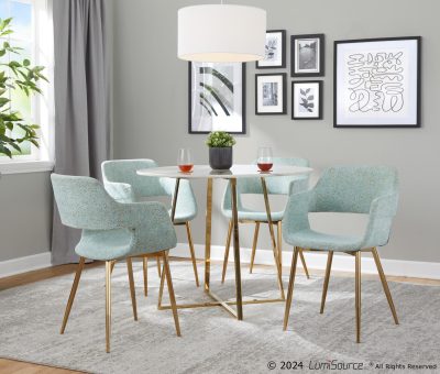 Margarite Contemporary Light Green Dining Accent Chairs Gold (Set of 2)