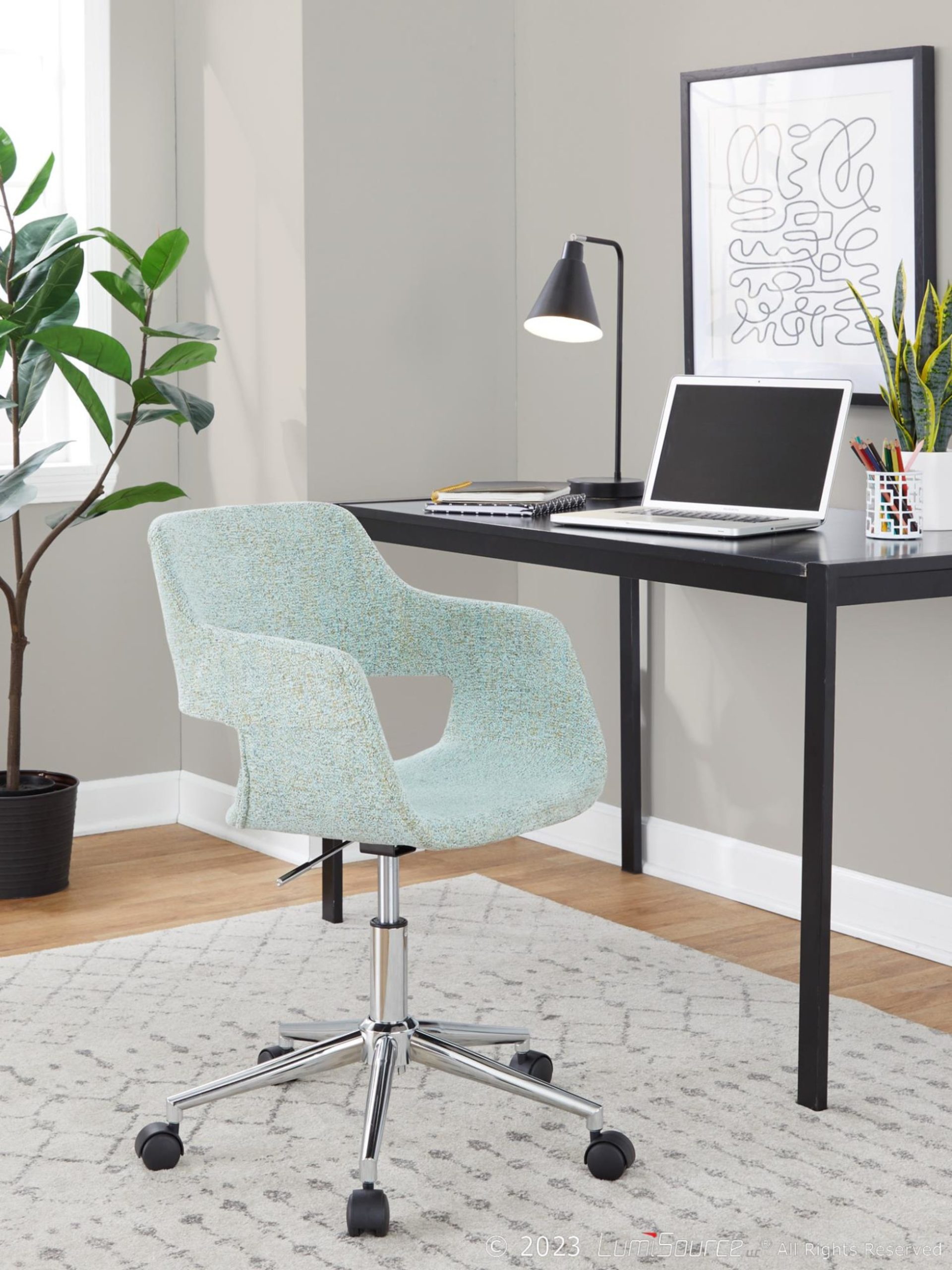 Margarite Contemporary Light Green Fabric Task Chair Chrome Base 2 Margarite Contemporary Light Green Fabric Task Chair Chrome Base - Image 2