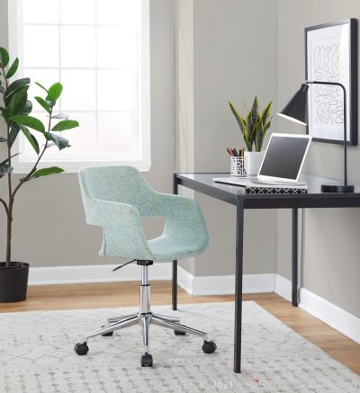 Margarite Contemporary Light Green Fabric Task Chair Chrome Base