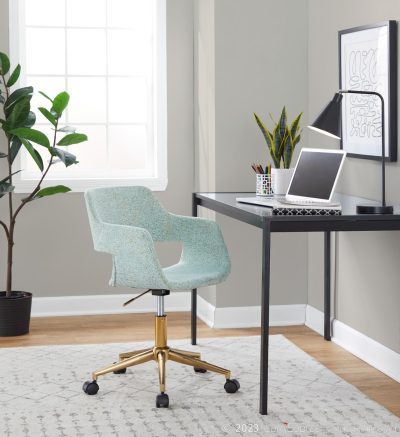 Margarite Contemporary Light Green and Gold Task Chair