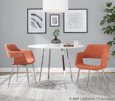 Margarite Contemporary Orange Fabric Chrome Dining Accent Chairs (Set of 2)