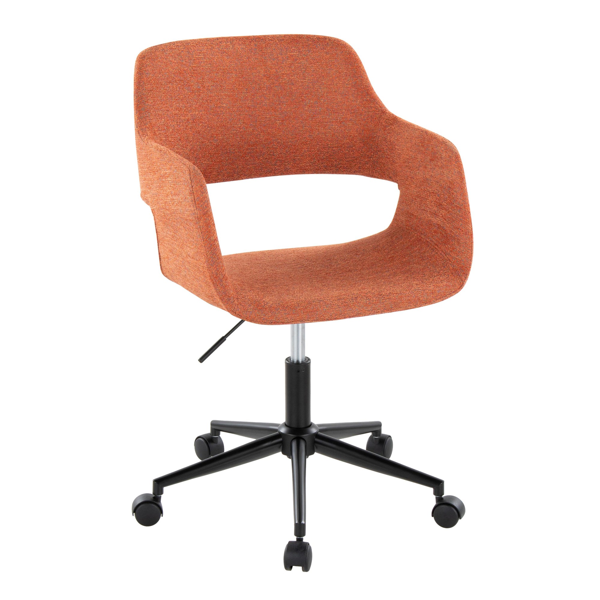 Margarite Contemporary Orange and Black Fabric Office Task Chair 3 Margarite Contemporary Orange and Black Fabric Office Task Chair - Image 3
